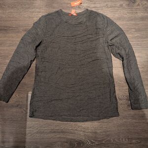 Joe Fresh Dark Charcoal Textured Long Sleeve Crew Top